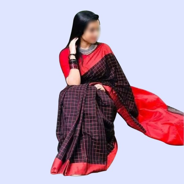 maroon& blue halfsilk saree for women