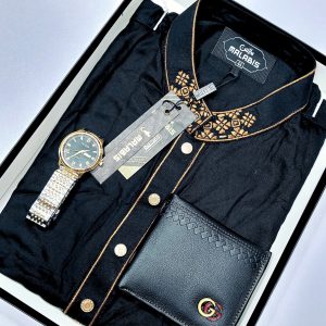 cotton punjabi + premium watch +wallet combo pack