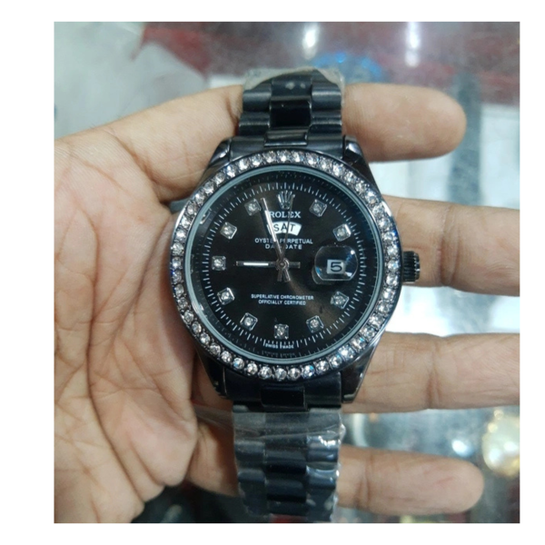 rolex quartz movement stainless steel analog watch for men