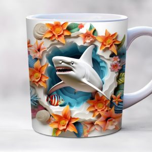 3d fish in water design mug