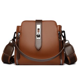 high quality messenger bags for women luxury crossbody shoulder bags female(brown)