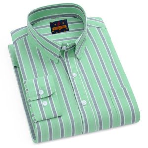 men's long sleeve stripe / print shirt