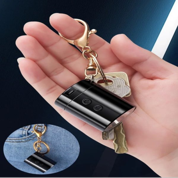 3 in 1 portable mini rechargeable flashlight with lighter key ring