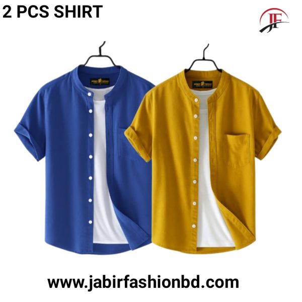 fashionable casual half sleeve shirt for men(petrol+ yellow)