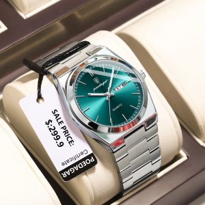 poedagar 930 men's new luxury luminous date week stainless steel quartz watch for men