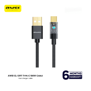 awei cl 139t smart fast charger cable type c 100w 1m
