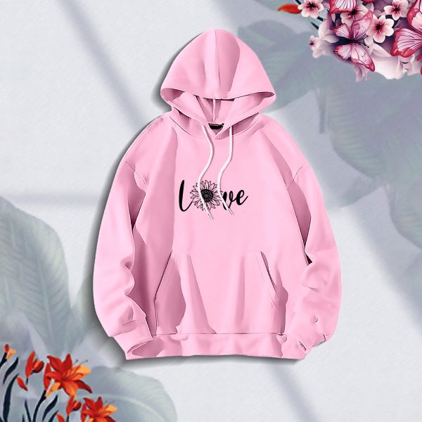 premium comfortable (black love pink) ladies winter hoodie