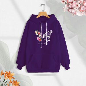 premium comfortable (butterflies & flowers) ladies winter hoodie