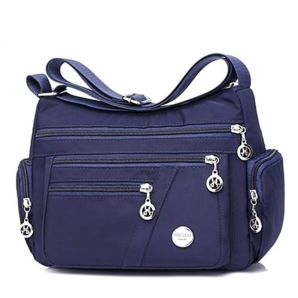 women’s nylon waterproof large capacity crossbody bag (blue)