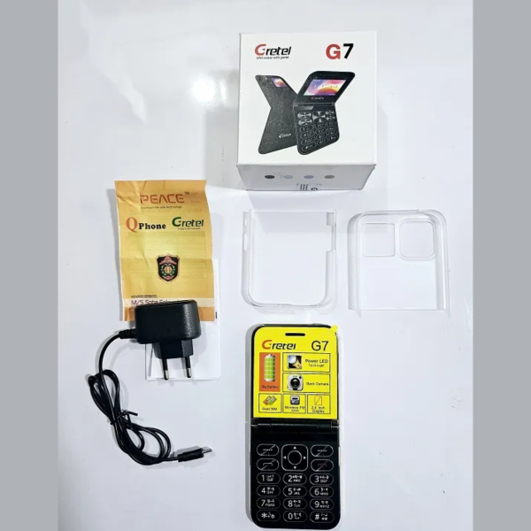 gretel g7 flip folding phone dual display caseing (black)