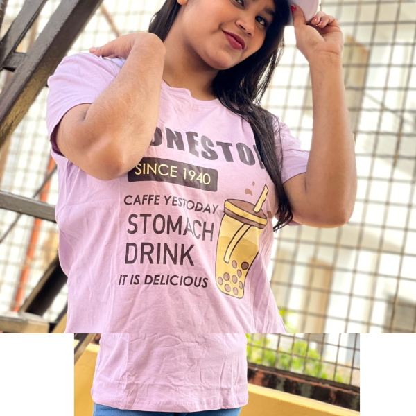 dtf printed ladies t shirt | half sleeve plain | regular fit ladies t shirt for women & girls |