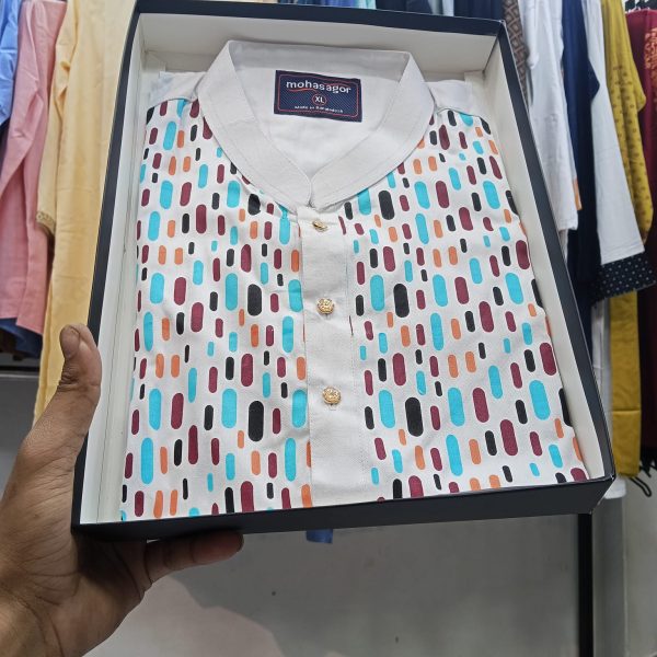 colors printed stylish semi logn panjabi