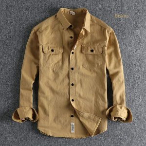 high thickness double pocket shirt.. ( biscuit