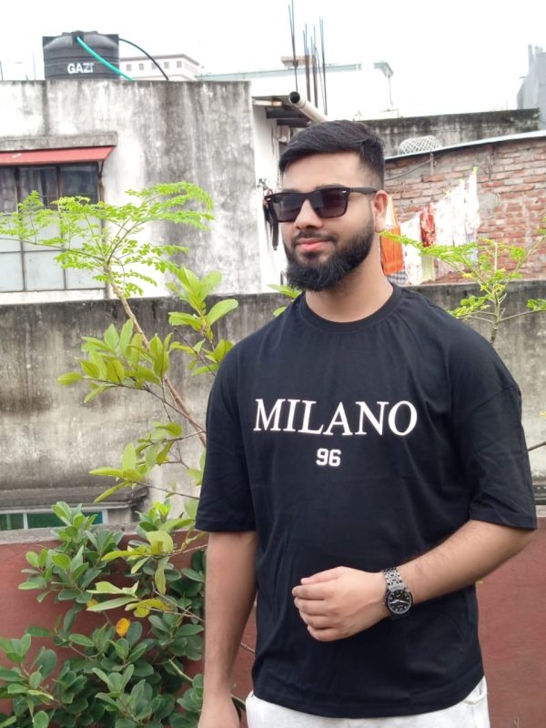 men's stylish drop shoulder milano black