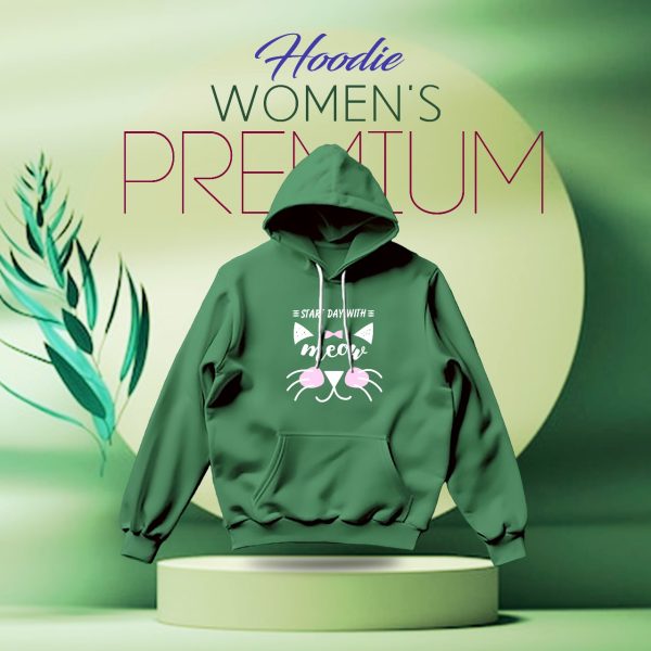 premium comfortable (meow green) ladies winter hoodie