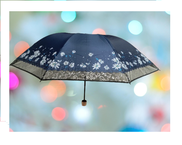 ladies fashionable and elegant anti uv sunshade print border lace umbrella