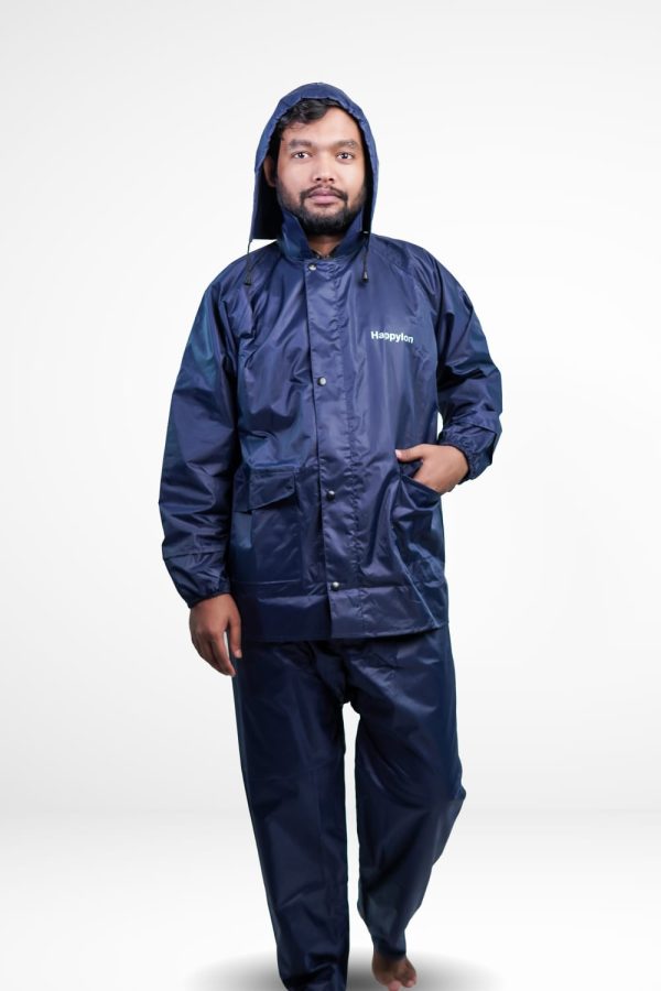100% water proof high quality rain coat with pant. (happylon) blue