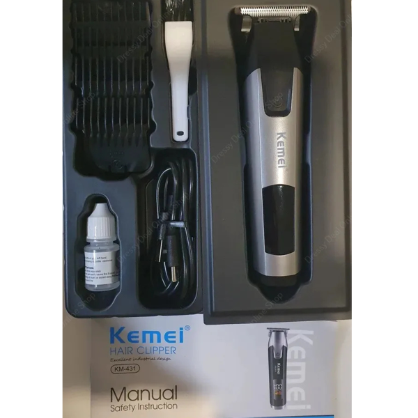 kemei km 431 rechargeable lcd screen professional hair trimmer for men