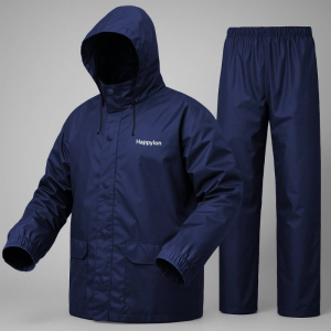 100% water proof high quality rain coat with pant. (happylon) blue
