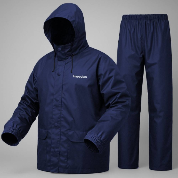 100% water proof high quality rain coat with pant. (happylon) blue