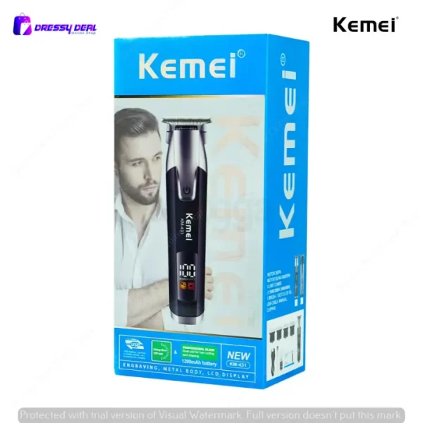 kemei km 431 rechargeable lcd screen professional hair trimmer for men
