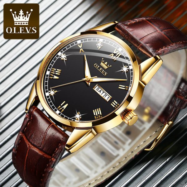 olevs 6896 luxury simple and modern watch (black)