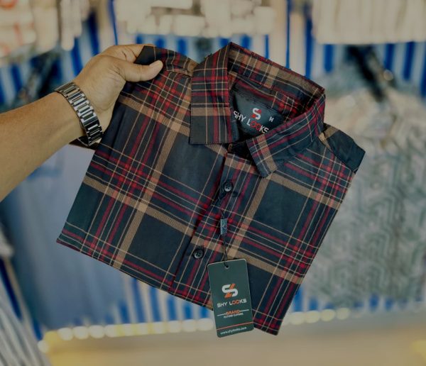 shy looks pure cotton full sleeve check shirt for men's