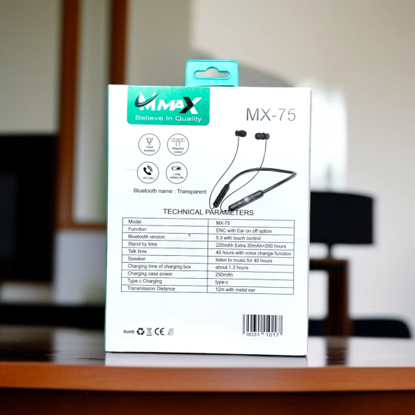 mx 75 wireless earphone