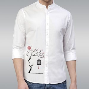 premium printed ban collar shirt for men