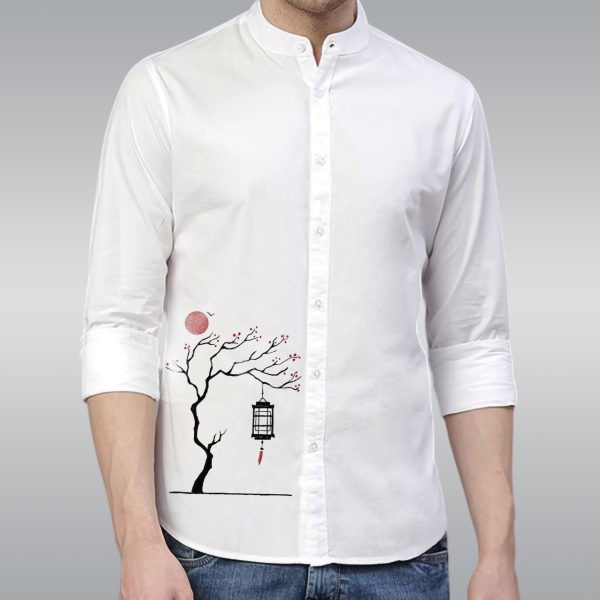 premium printed ban collar shirt for men
