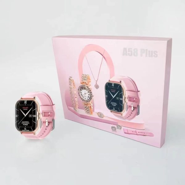 a58 plus smartwatch 2.02 inch big screen magnetic charging bracelet heart rate band sports smart watch with jewelry for women