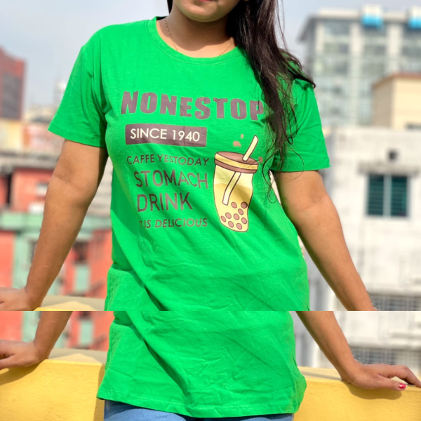 dtf printed ladies t shirt | half sleeve plain | regular fit ladies t shirt for women & girls |