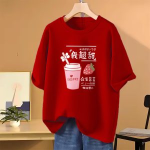 drop shoulder t shirt for women (red)