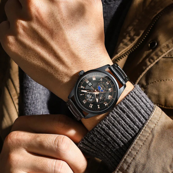 binbond b3982 new style silver men quartz watch authentic stainless steel band date display dials decoration watch
