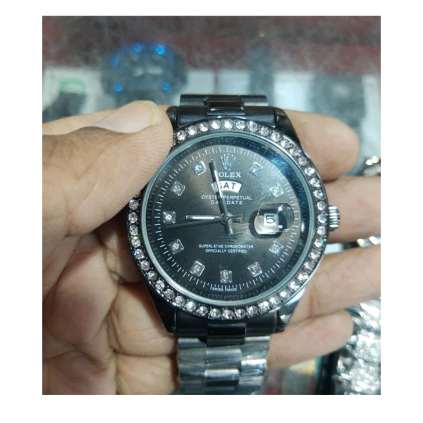 rolex quartz movement stainless steel analog watch for men
