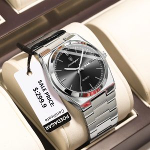poedagar 930 men's new luxury luminous date week stainless steel quartz watch for men
