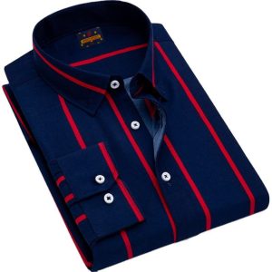 men's long sleeve stripe / print shirt