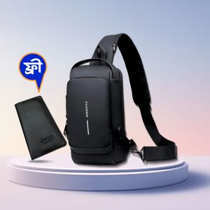 (wallet ফ্রি) shoulder bag with lock black