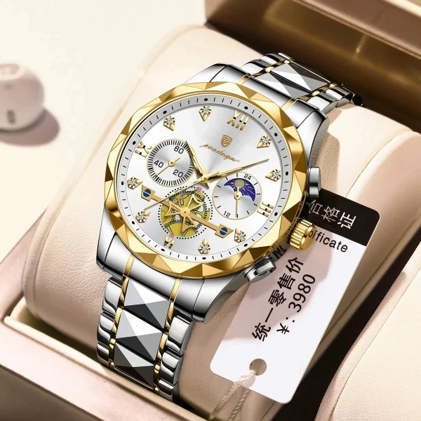 poedagar 996 luxury man luminous chronograph watch for men stainless steel men's quartz watches