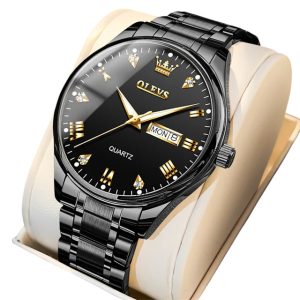 olevs 5563 chain watch –( black ) for men