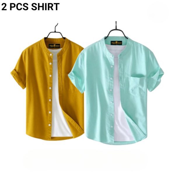 fashionable casual half sleeve shirt for men ( yellow+ paste)