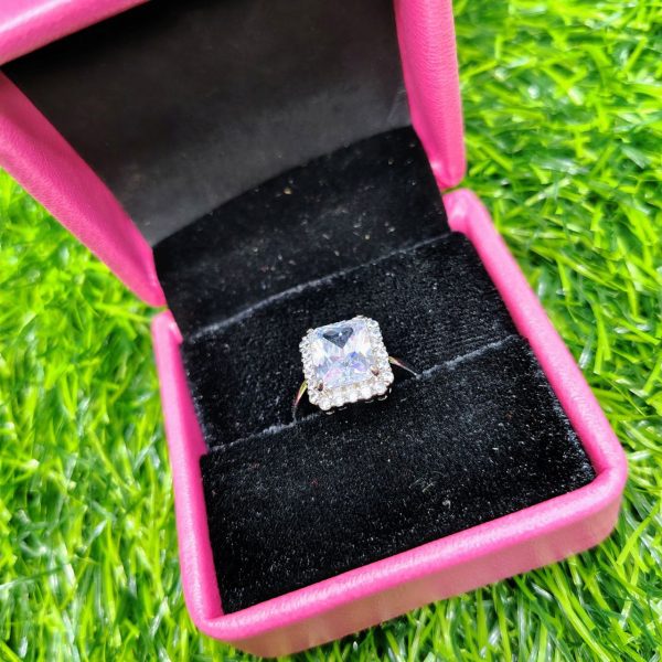 luxury emerald cut crystal ring for women