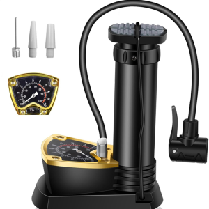 inchant mini bicycle foot pump with sensitive pressure gauge 140psi, aluminum alloy bike foot pump