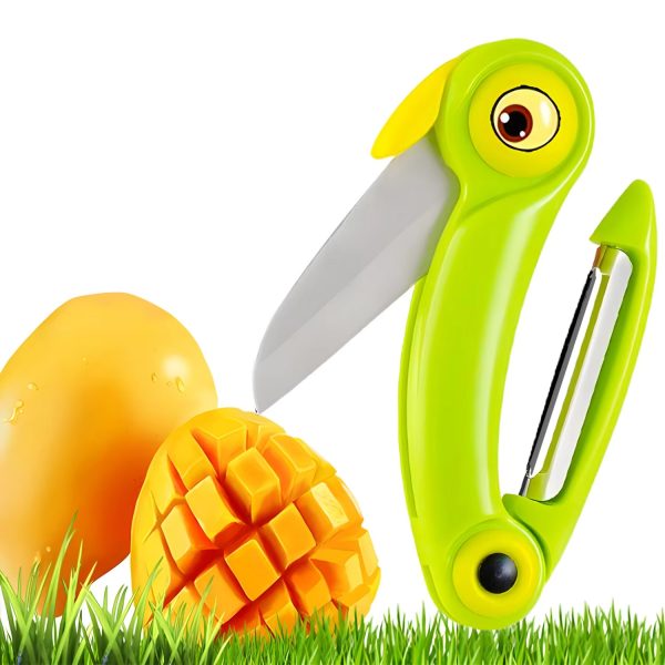 btflkns ceramic paring knife, bird shaped folding peeler, ergonomic handle professional knife, super sharp blade folding knife with protective sheath(green )