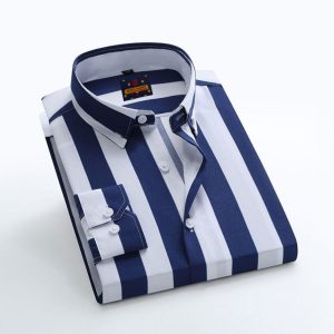 men's long sleeve stripe / print shirt