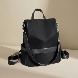new design women backpack nylon waterproof anti theft travel bagpack(black)
