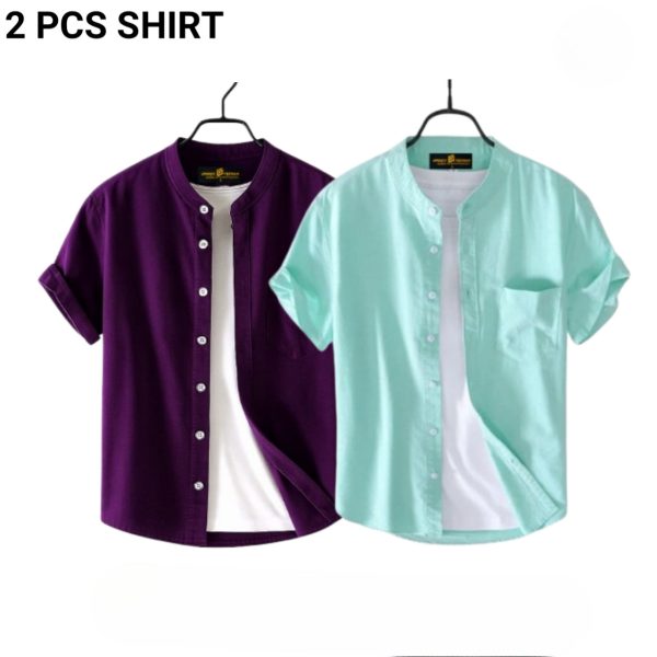 fashionable casual half sleeve shirt for men ( purple+ paste)