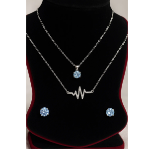 necklace with matching radiant crystal stud earrings.