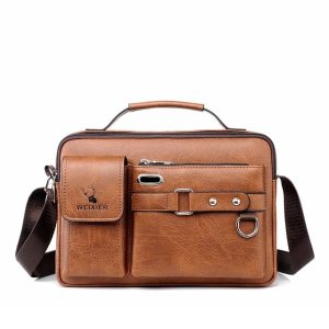 men's pu leather shoulder bag (brown)