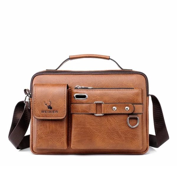 men's pu leather shoulder bag (brown)